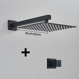 Kit Ducha Chuveiro 20×20cm Inox 304 Com Acabamentos Registros Preto/Cromado Para Chuveiro Banheiro