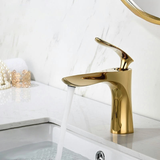 Torneira Para Banheiro Monocomando Dourada Misturador Bica Baixa