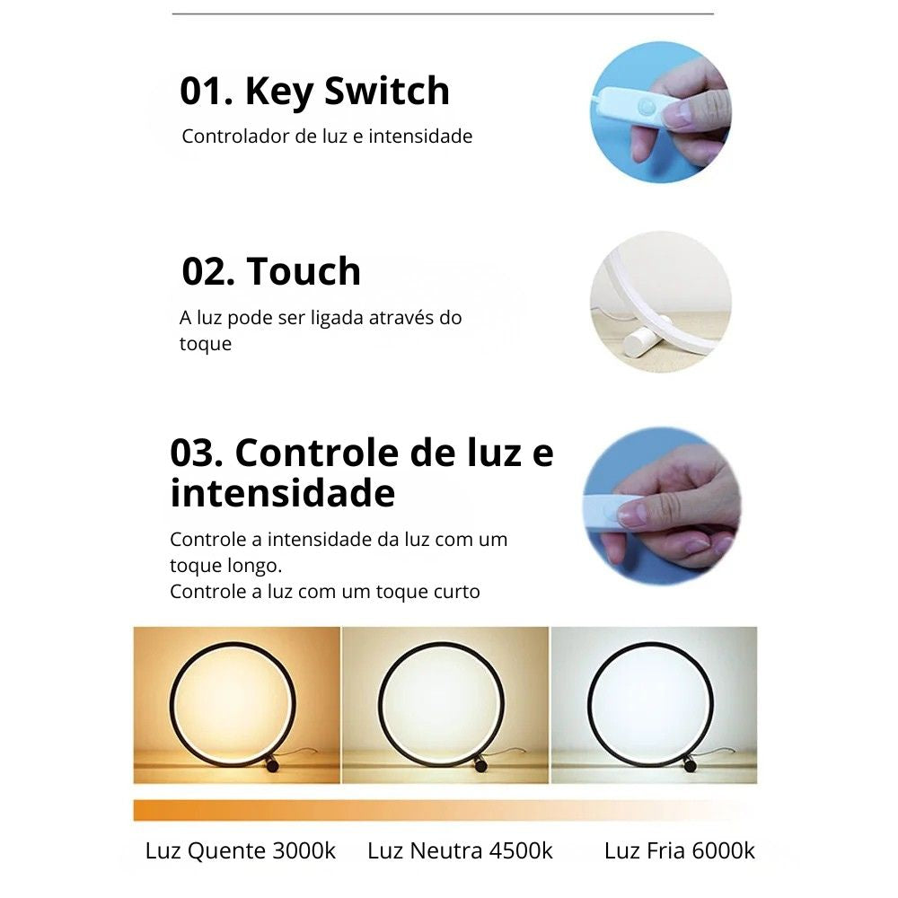Luminária de Mesa Alumínio Moderna Touch