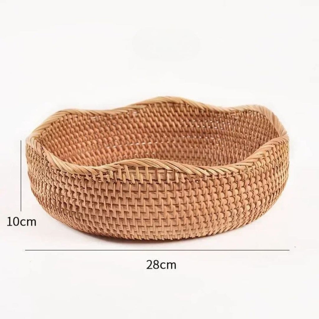 Bandeja Em Vime Redonda Decorativa Rattan