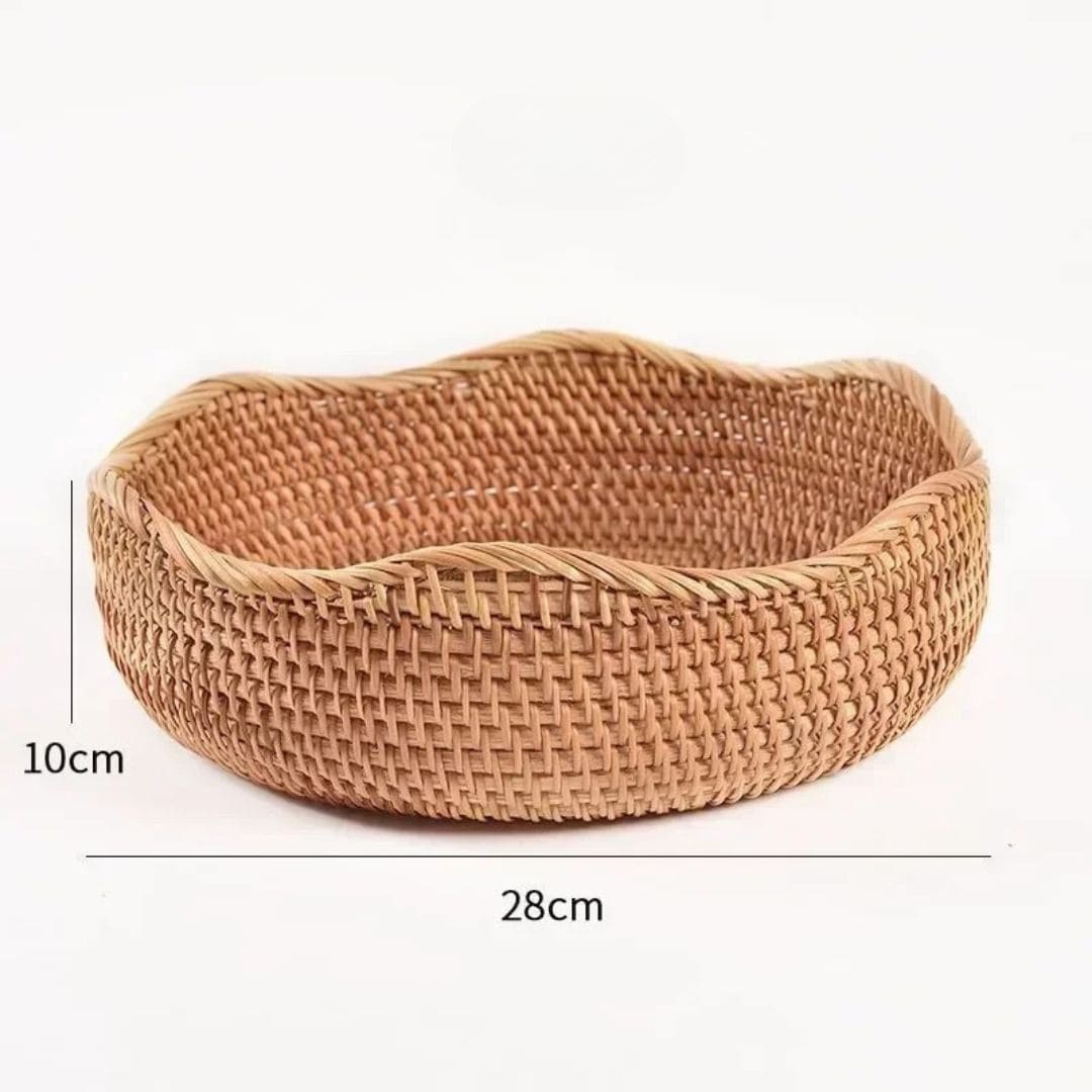 Bandeja Em Vime Redonda Decorativa Rattan