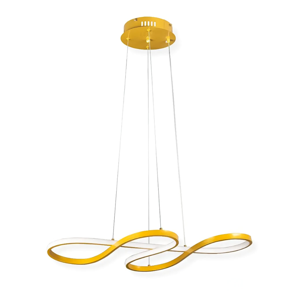Lustre Pendente de Led 40w Dourado 75cm 3 Cores De Luz