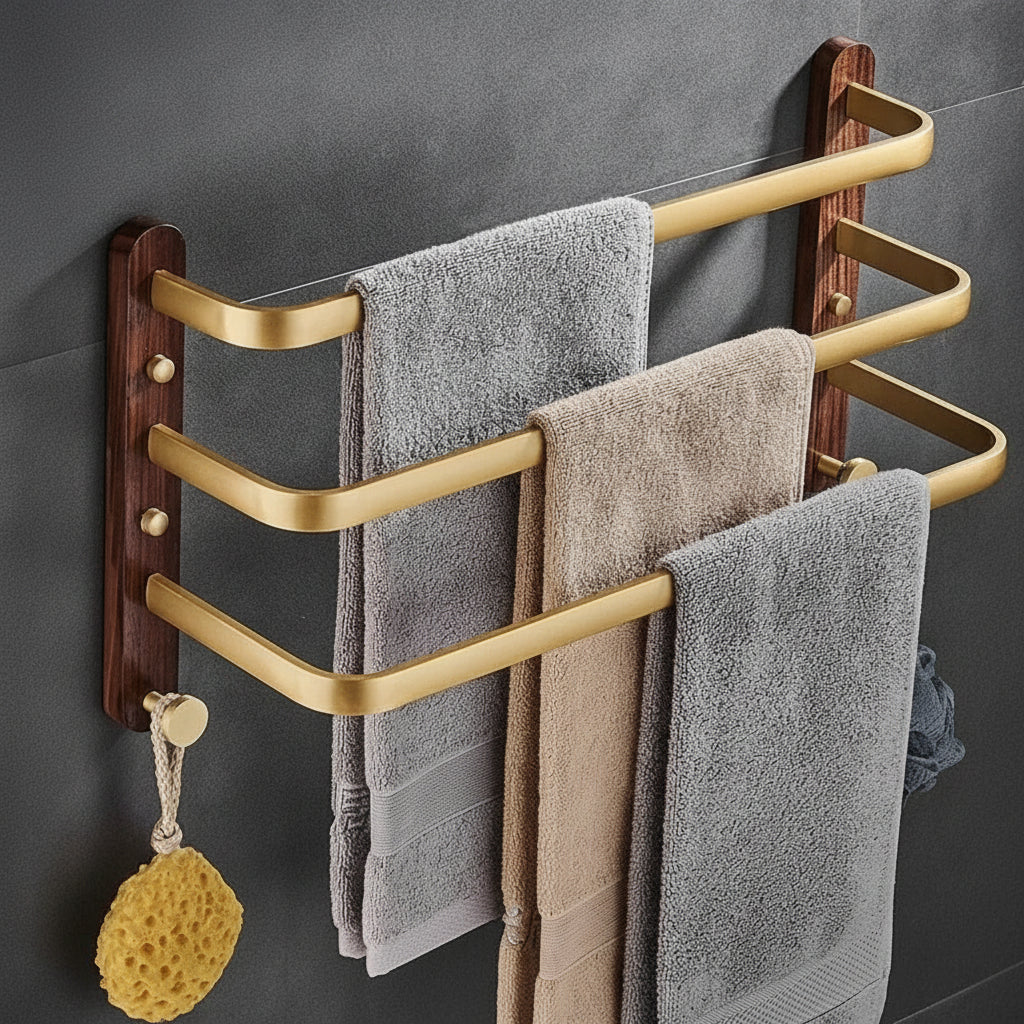 Porta Toalha Para Banheiro Duplo e Triplo Madeira Maciça