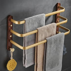 Porta Toalha Para Banheiro Duplo e Triplo Madeira Maciça
