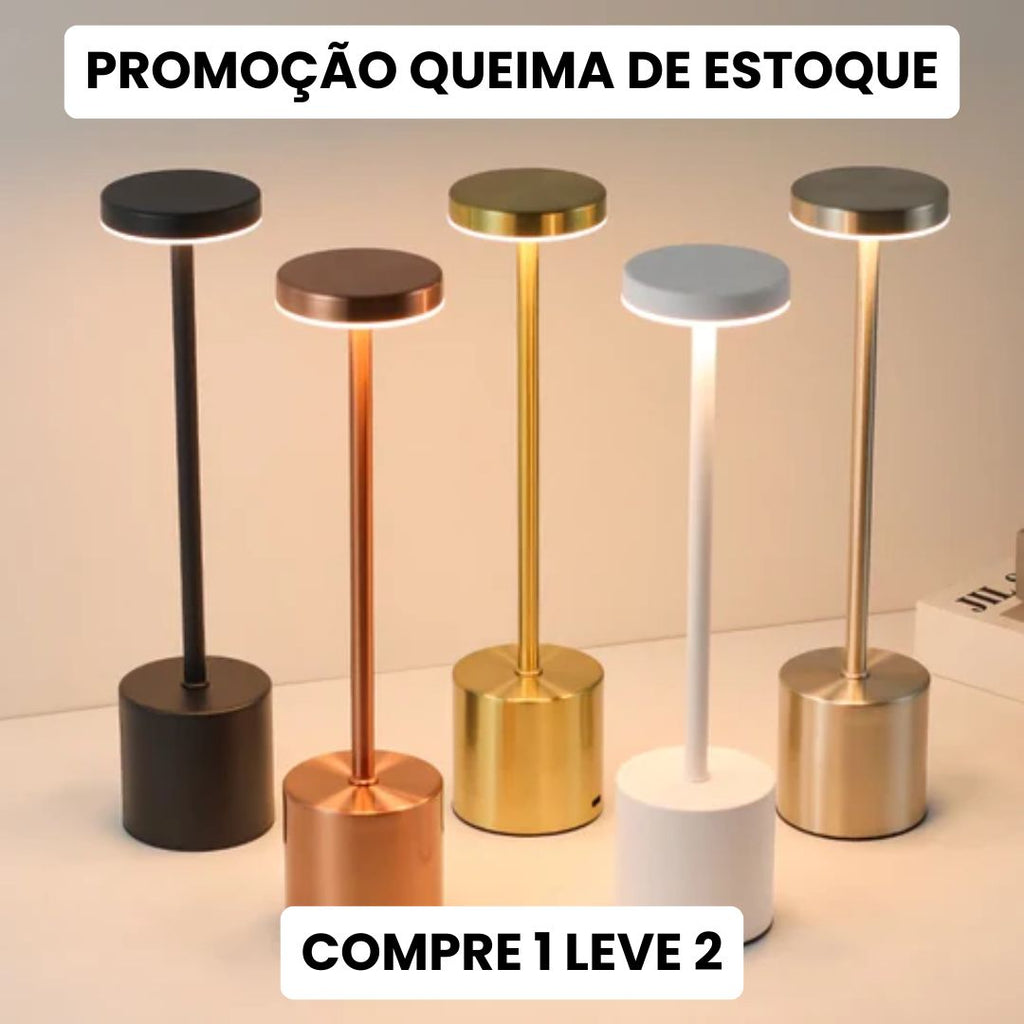 Luminária de Mesa Recarregável Sem fio Decorativa COMPRE 1 LEVE 2