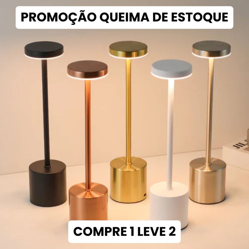Luminária de Mesa Recarregável Sem fio Decorativa COMPRE 1 LEVE 2