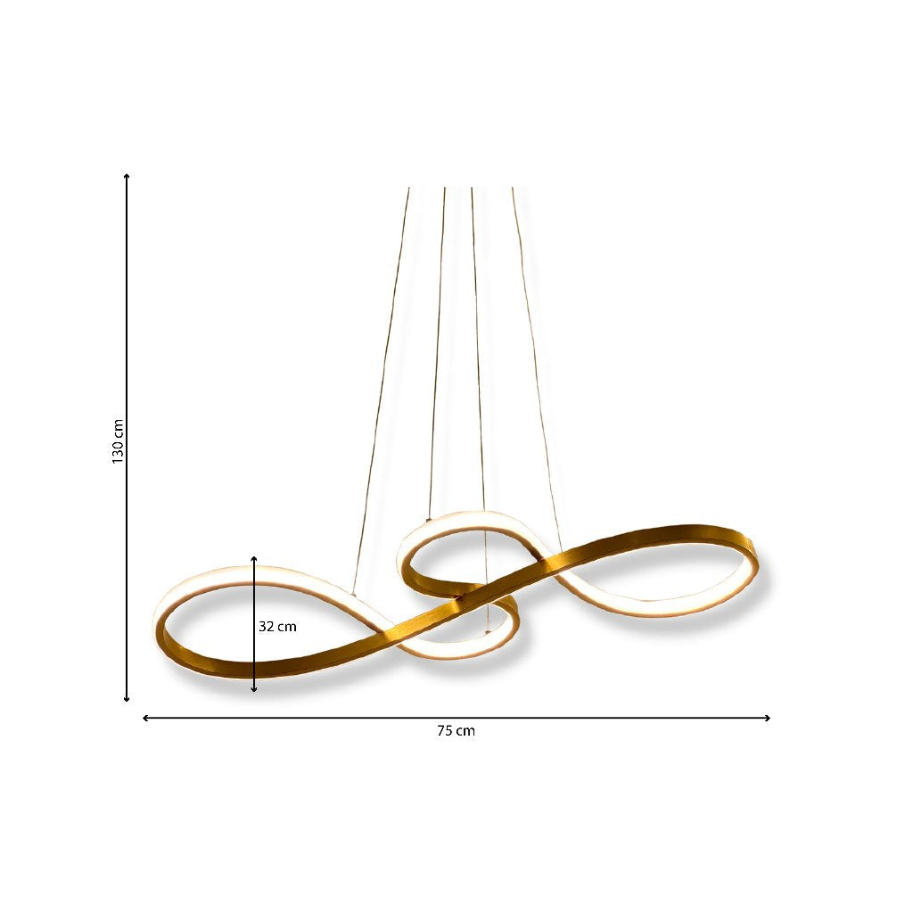 Lustre Pendente de Led 40w Dourado 75cm 3 Cores De Luz