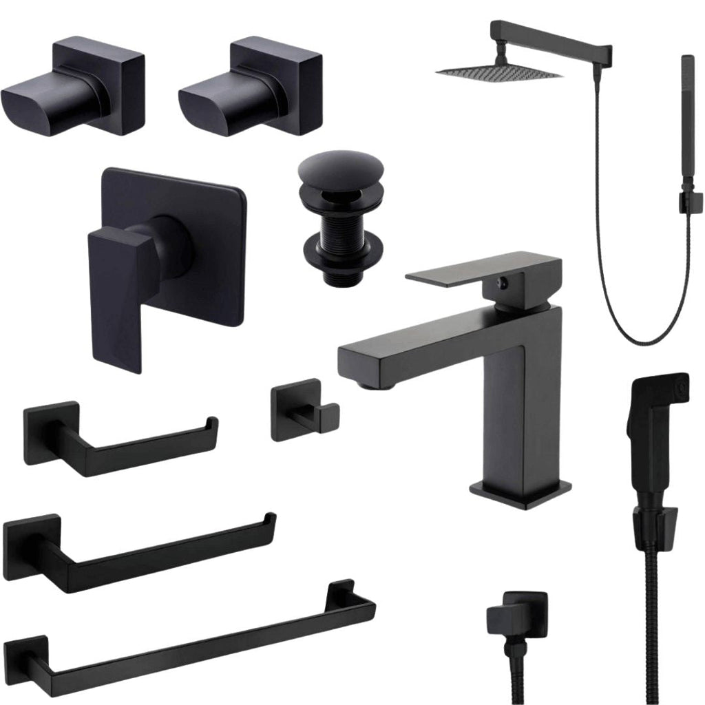 Conjunto Completo Banheiro Black Elegance 11 Itens