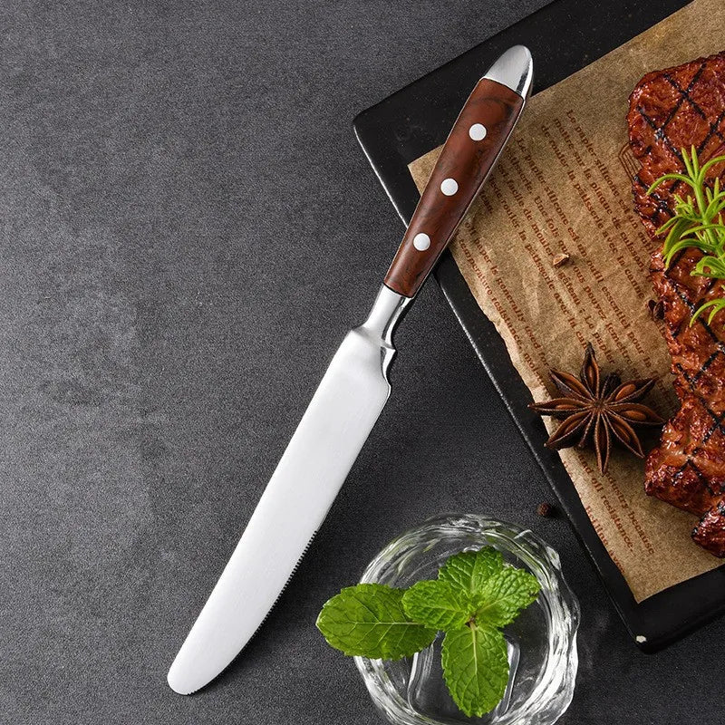 Conjunto Talheres Aço Inoxidável Clássicos Com Cabo Em Madeira