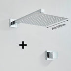 Kit Ducha Chuveiro 20×20cm Inox 304 Com Acabamentos Registros Preto/Cromado Para Chuveiro Banheiro