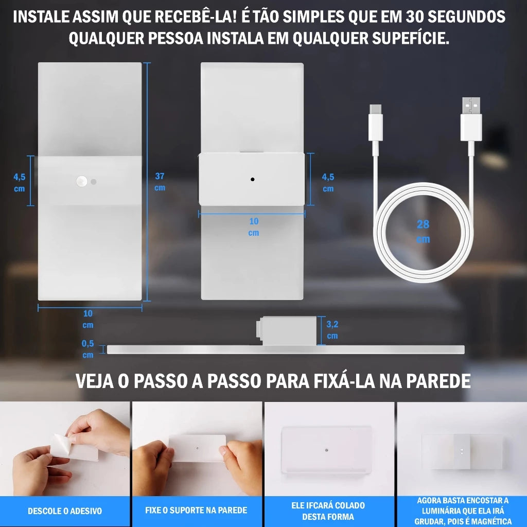 Arandela De Parede Transparente Com Sensor De Movimento