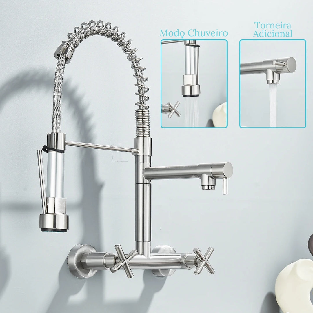 Torneira Gourmet De Parede Para Cozinha Modelo Aura