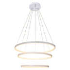 Lustre Led Moderno Com Controle Pendente Anéis 3 Arcos