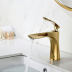 Torneira Para Banheiro Monocomando Dourada Misturador Bica Baixa