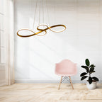 Lustre Pendente de Led 40w Dourado 75cm 3 Cores De Luz