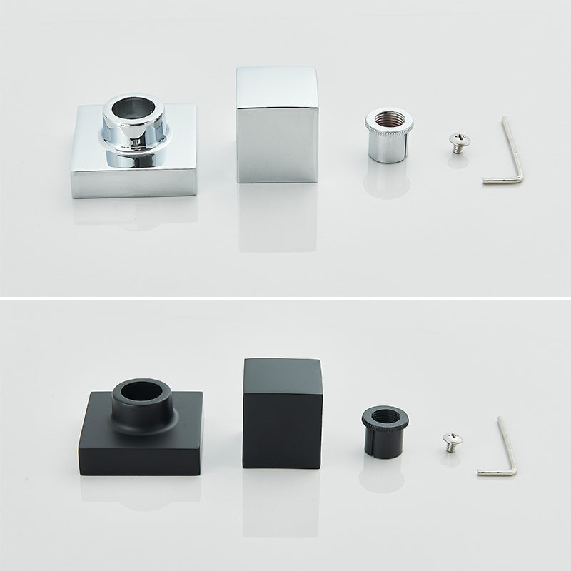 Kit Ducha Chuveiro 20×20cm Inox 304 Com Acabamentos Registros Preto/Cromado Para Chuveiro Banheiro