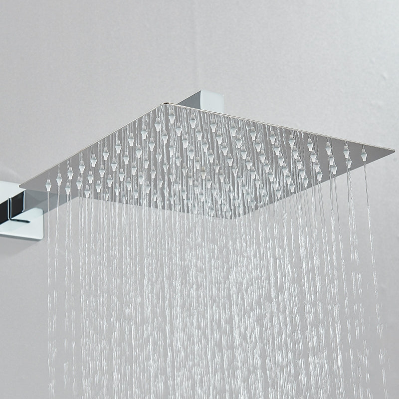 Kit Ducha Chuveiro 20×20cm Inox 304 Com Acabamentos Registros Preto/Cromado Para Chuveiro Banheiro