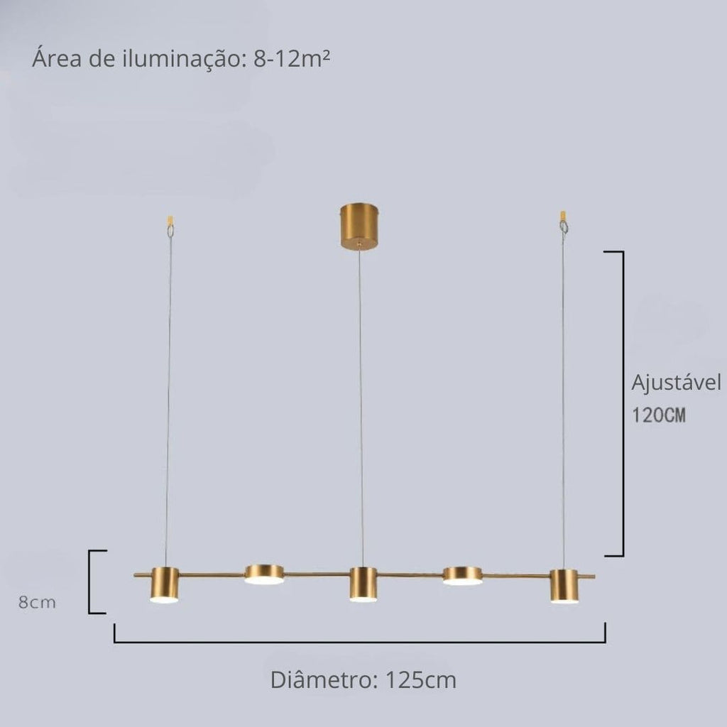 Lustre Para Sala de Jantar Moderno Montreal Dourado