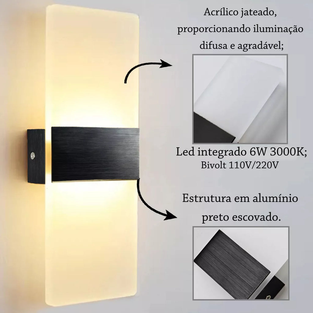 Arandela De Parede Transparente Com Sensor De Movimento