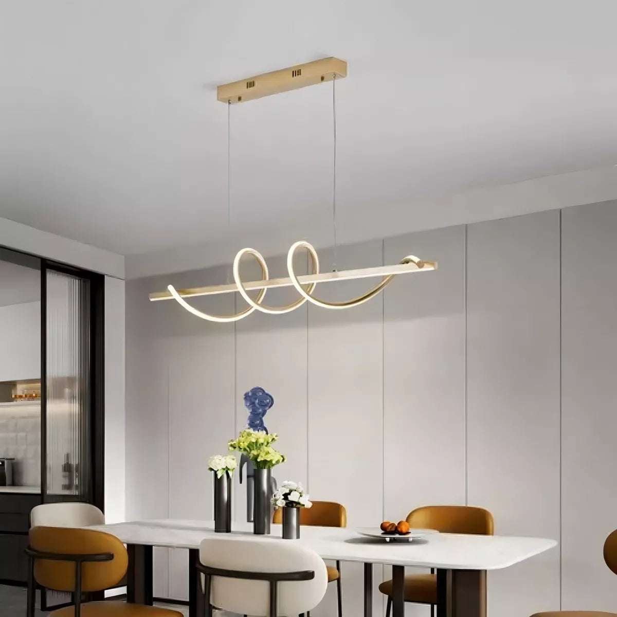 Lustre Pendente Led 45w 3 Em 1 Moderno Quarto Sala Dourado