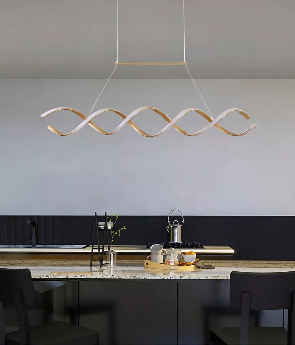 Pendente Led Lustre Preto/Dourado Para Sala de Jantar Decoração