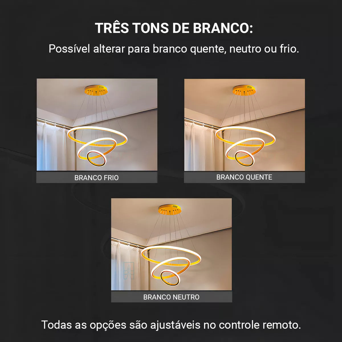 Lustre Pendente Circular Triplo em LED