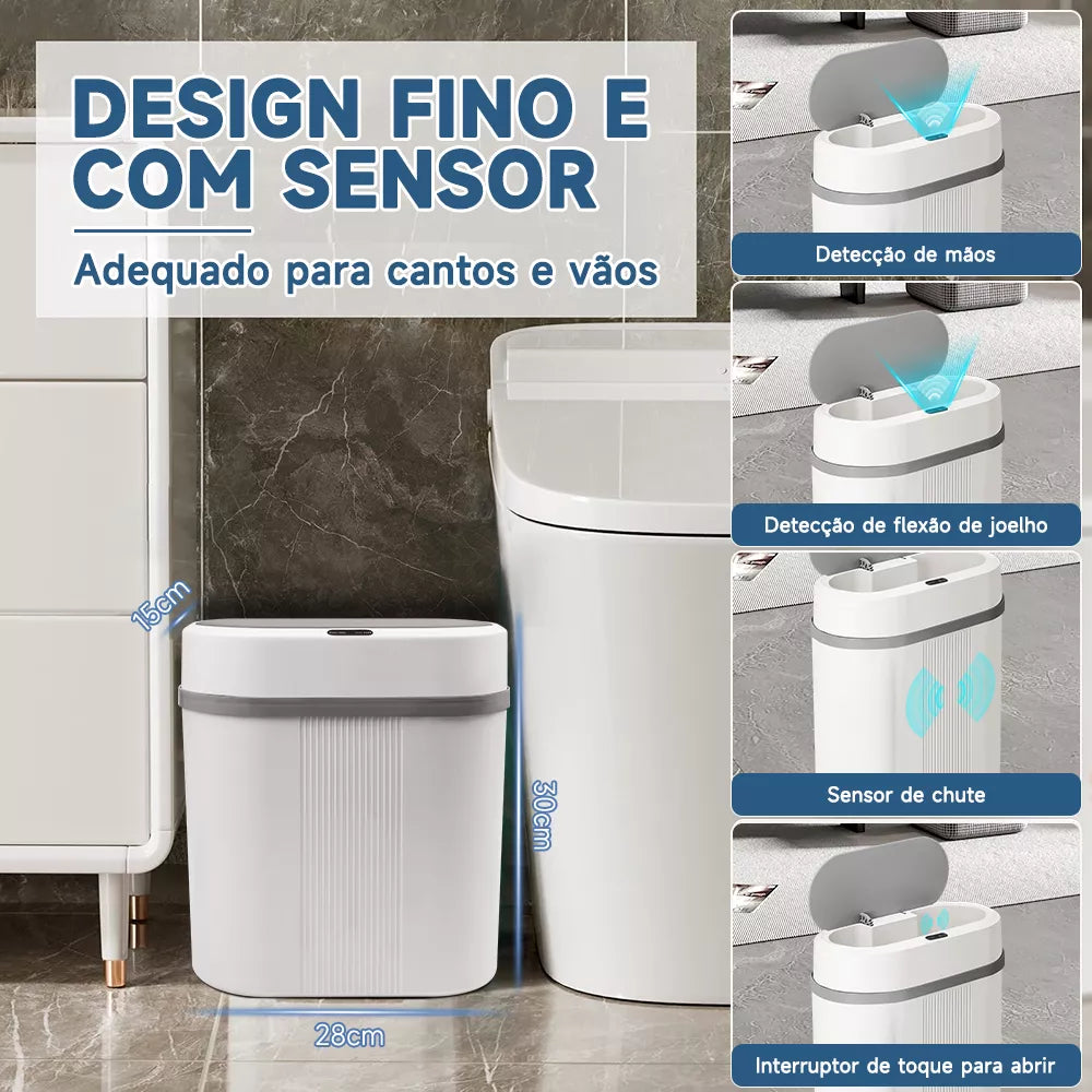 Lixeira Automática Com Sensor Inteligente Para Banheiro Cozinha Escritório