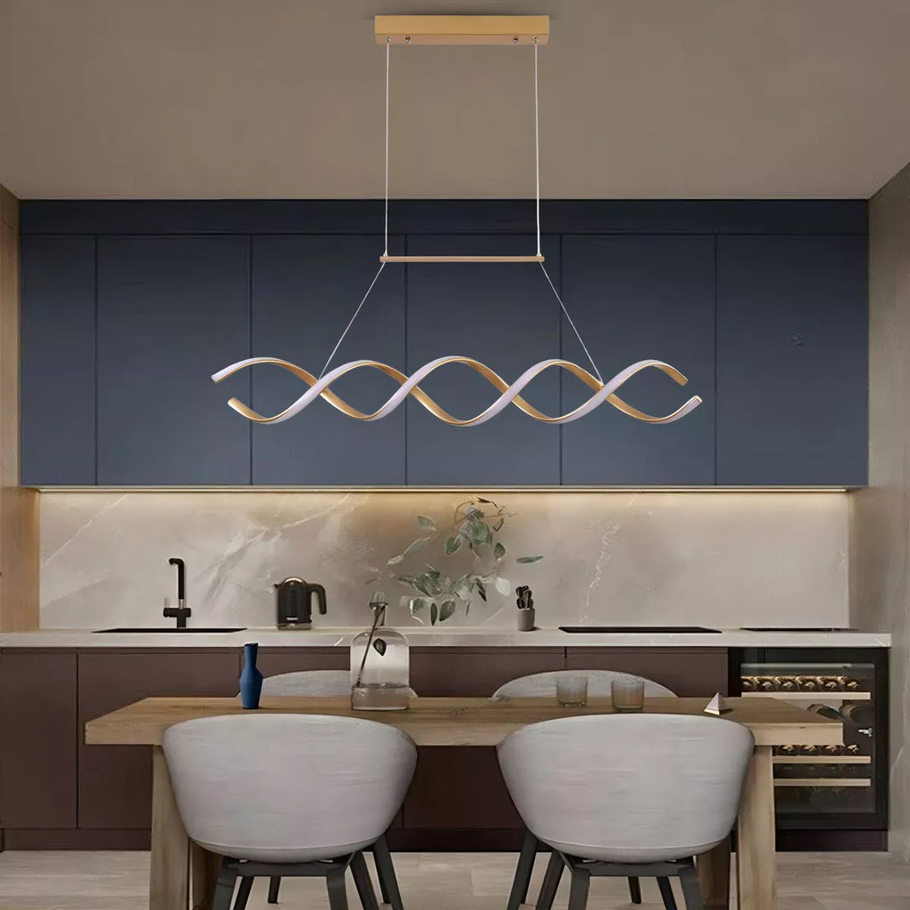 Pendente Led Lustre Preto/Dourado Para Sala de Jantar Decoração