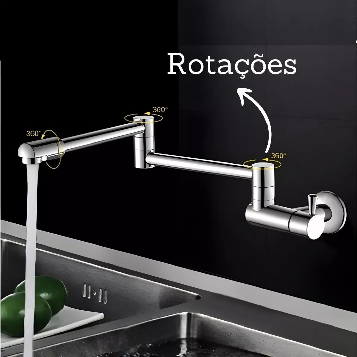 Torneira De Parede Para Cozinha Rotação 360