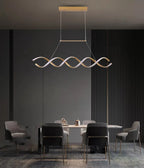 Pendente Led Lustre Preto/Dourado Para Sala de Jantar Decoração