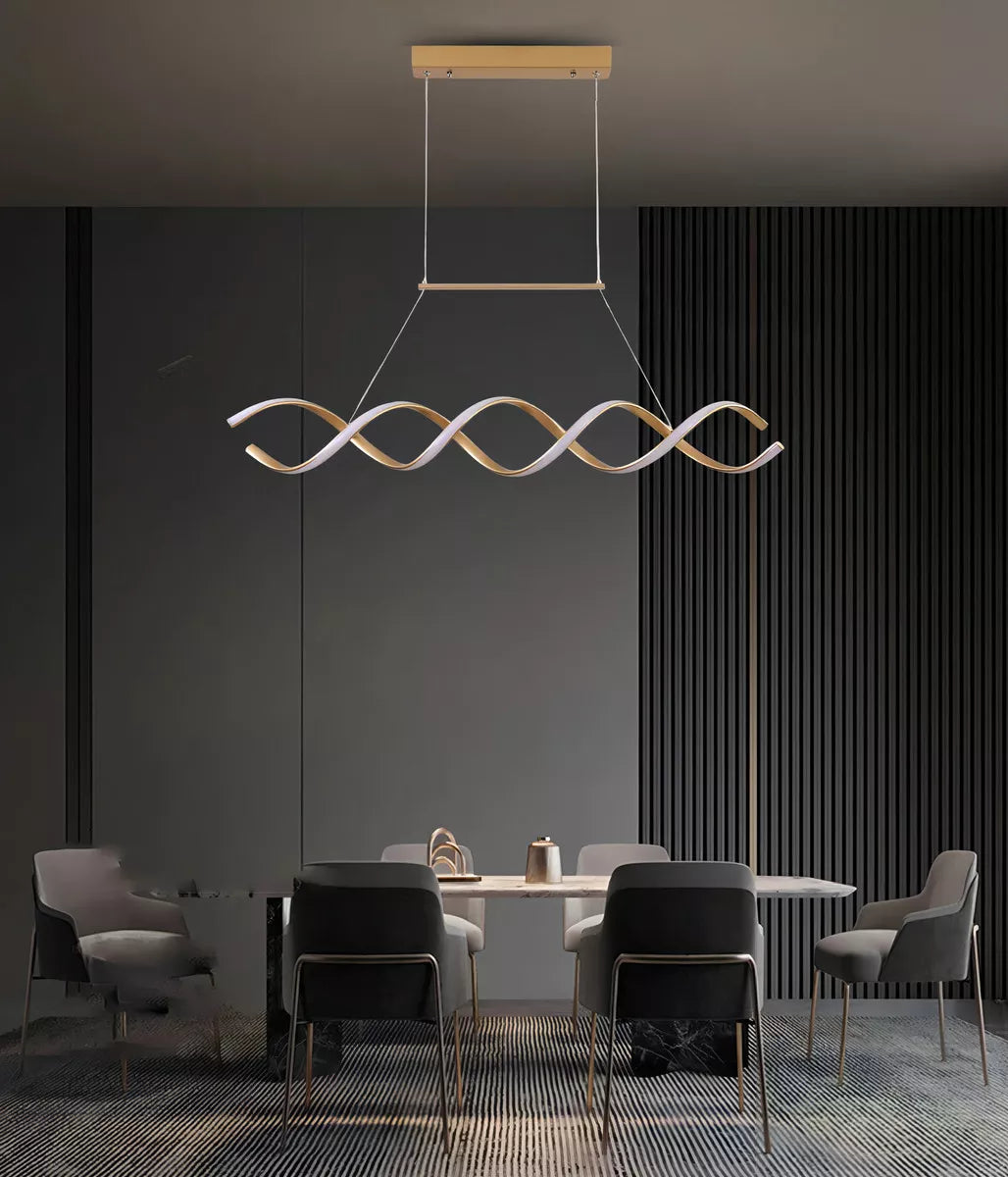 Pendente Led Lustre Preto/Dourado Para Sala de Jantar Decoração
