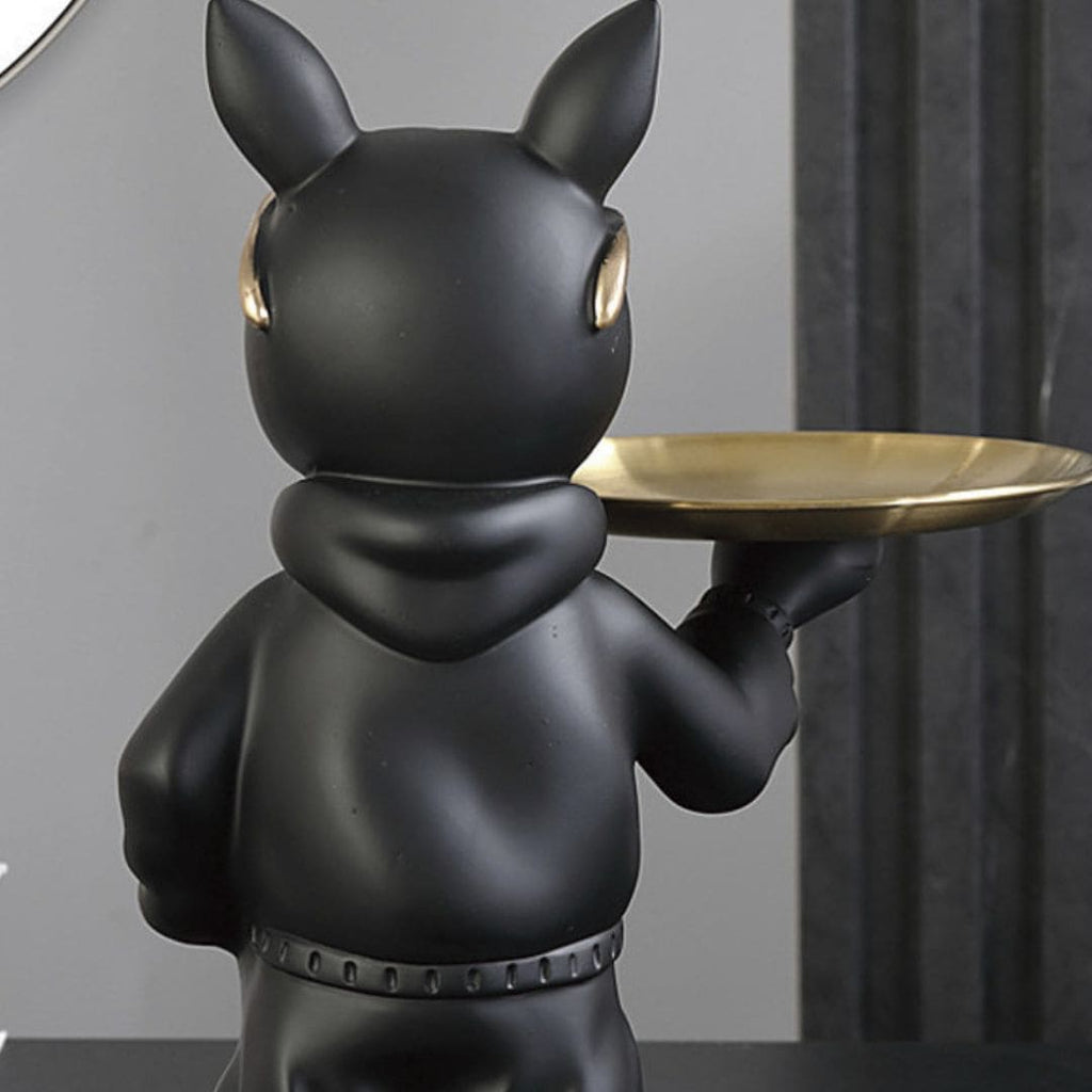 Estatueta Decorativa Bulldog Francês Mordomo com Bandeja