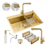 Cuba Pia Dourada Inox 304 Gourmet Cozinha 60x45 Com Torneira Escovado E Acessórios