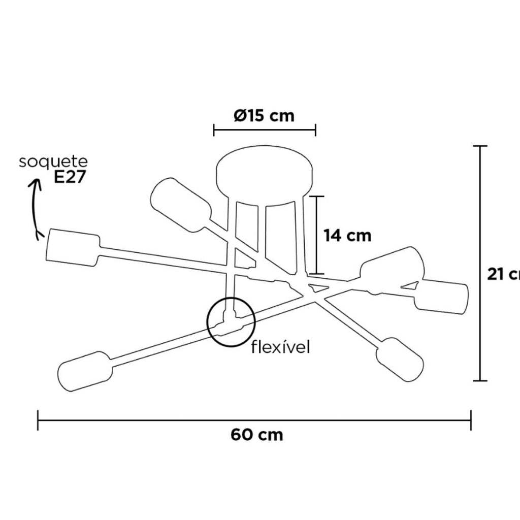 Lustre Para Sala Moderno Dourado 6 Lâmpadas