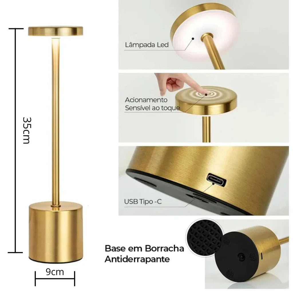 Luminária de Mesa Recarregável Sem fio Decorativa