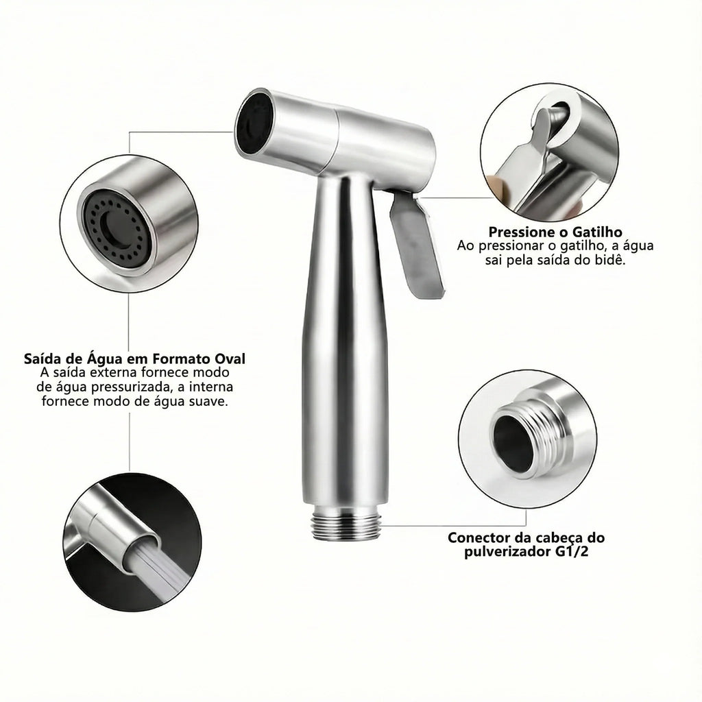 Ducha Higiênica Para Banheiro Aço Inoxidável 304