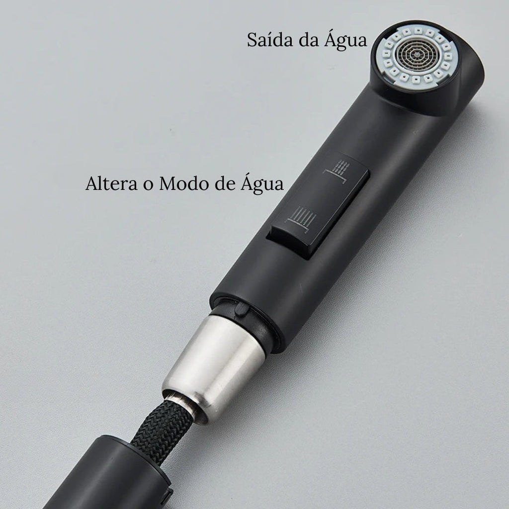Torneira Gourmet para Cozinha Retrátil 360º Monocomando Pulverizador Dupla Misturador
