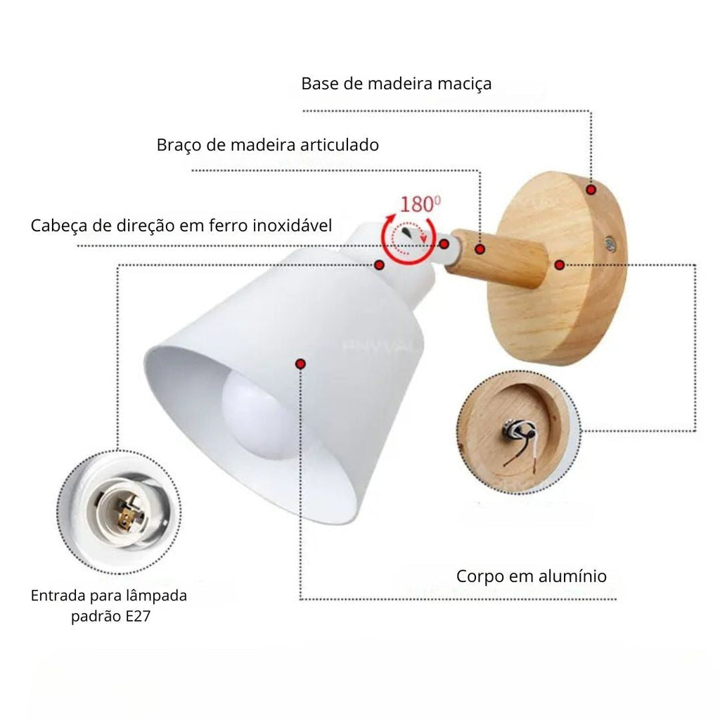 Arandela de Parede Interna Articulada Escandinava
