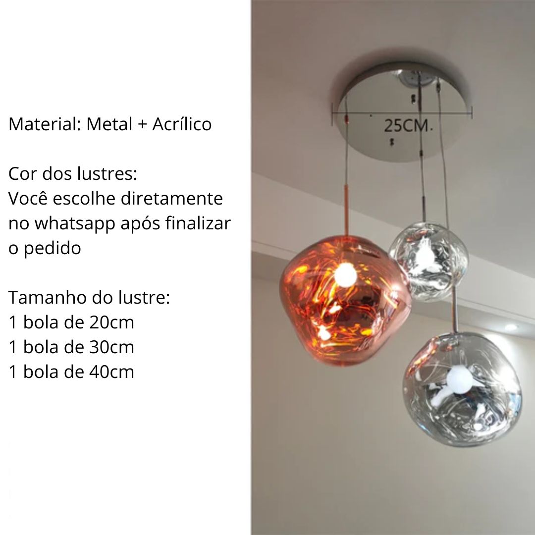 Conjunto Completo Lustre Pendente Moderno Luxuoso Macaron Nórdico