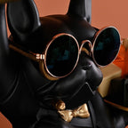 Escultura Decorativa BullDog Francês Decoração Mordomo KungFu Bandeja Dupla