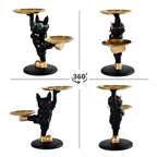 Escultura Decorativa BullDog Francês Decoração Mordomo KungFu Bandeja Dupla