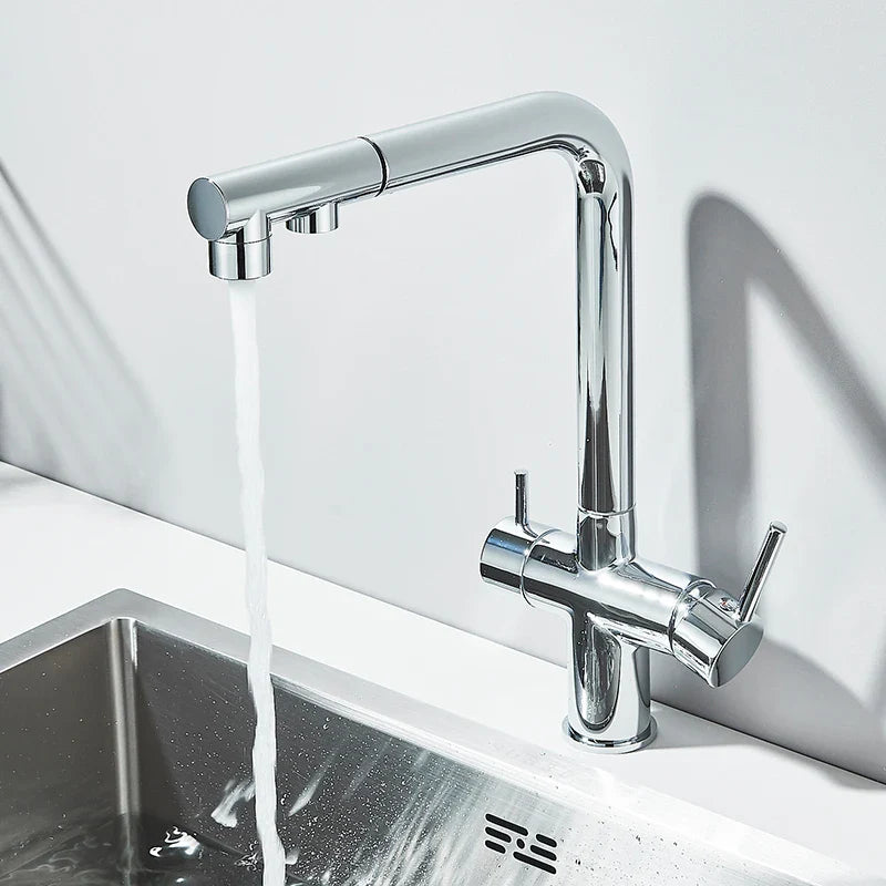 Torneira Gourmet Para Cozinha Com Filtro Modelo Duplo Comando Modelo Giratória