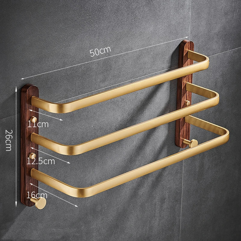 Porta Toalha Para Banheiro Duplo e Triplo Madeira Maciça