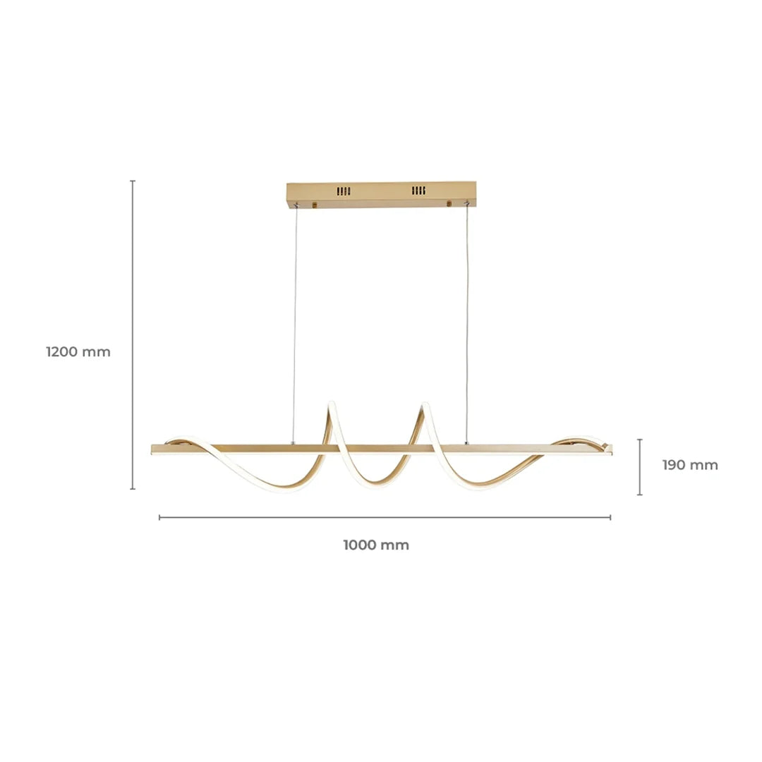 Lustre Pendente Led 45w 3 Em 1 Moderno Quarto Sala Dourado