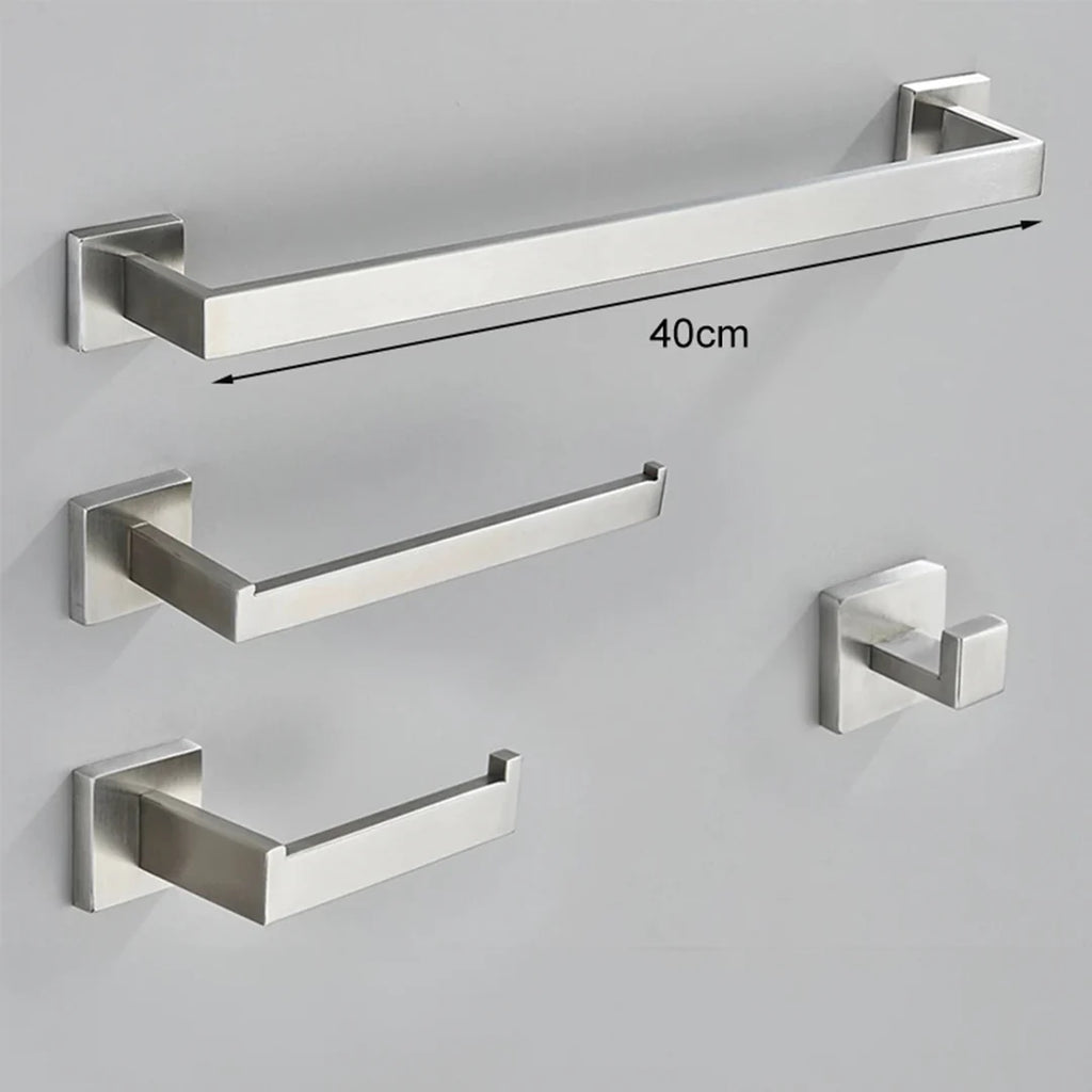 Kit Acessórios Para Banheiro Completo 4 Peças Inox 40/60cm Toalheiro De Banheiro Dourado Escovado