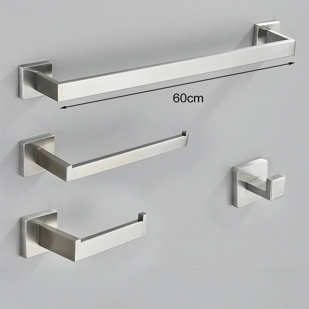 Kit Acessórios Para Banheiro Completo 4 Peças Inox 40/60cm Toalheiro De Banheiro Dourado Escovado