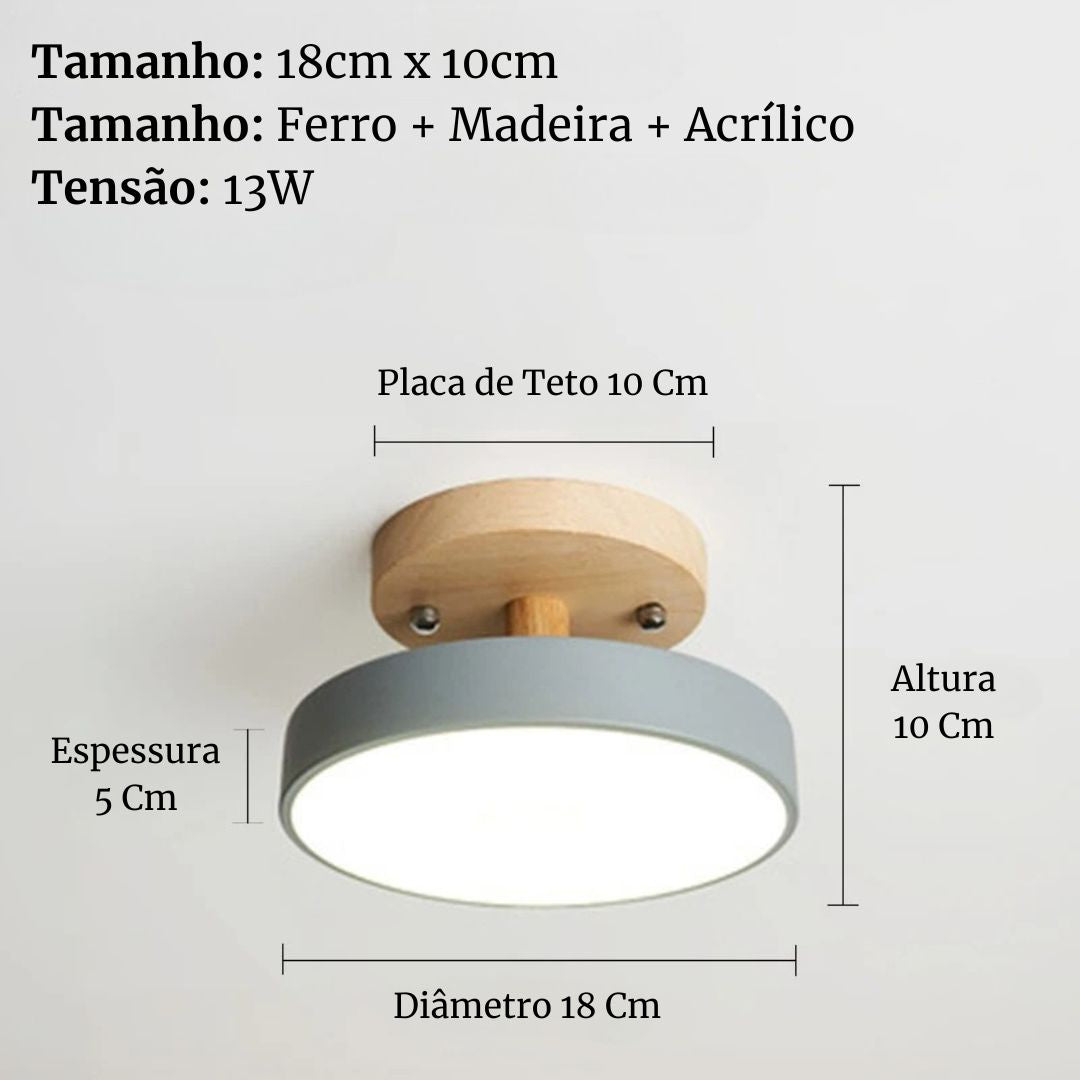 Luminária de Teto Plafon Redondo Led Estilo Nórdico