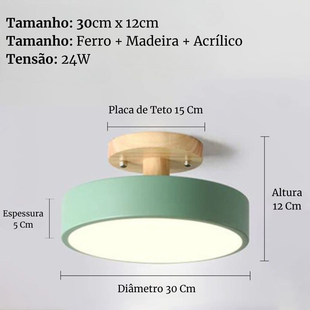 Luminária de Teto Plafon Redondo Led Estilo Nórdico