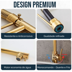 Cuba Para Pia De Cozinha Dupla Aço Inox Kit Torneira Flexível Gourmet Dourada