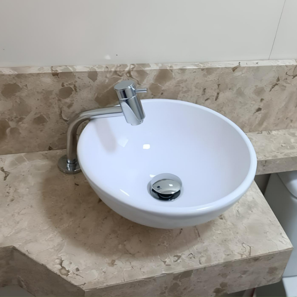 Torneira Banheiro Redonda Bica Fixa 1/4 Volta Metal